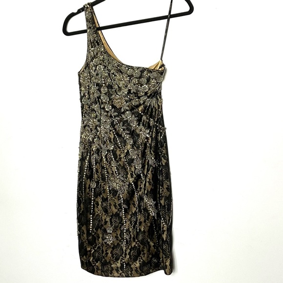 Sue Wong Nocturne Beaded One Shoulder Cocktail Dress 0 - Picture 1 of 8